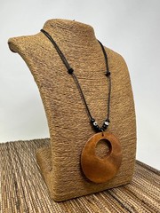 Brown Circle Pendant Necklace – Handmade Wooden Jewelry | Adjustable Unisex
