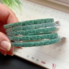 Certified Burma Jadeite Grade A Green jade Hand carved plum blossom bracelet