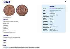 antique ! 1754 Netherlands City of Utrecht 1 Duit coin pendant Dutch Oost 003854