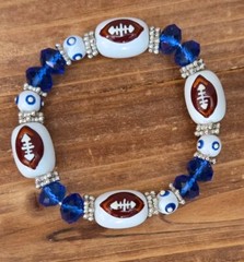 Football Bracelet Sport Jewelry Blue Football Team Color Handmade