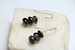 Iolite Dark Blue Roundel 10mm Gemstone Earrings .925 Sterling Silver 1 1/2″