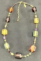 Lights of Venice Glass Bead Necklace by Marco Polo 16-19” Hand Blown Exc Cond