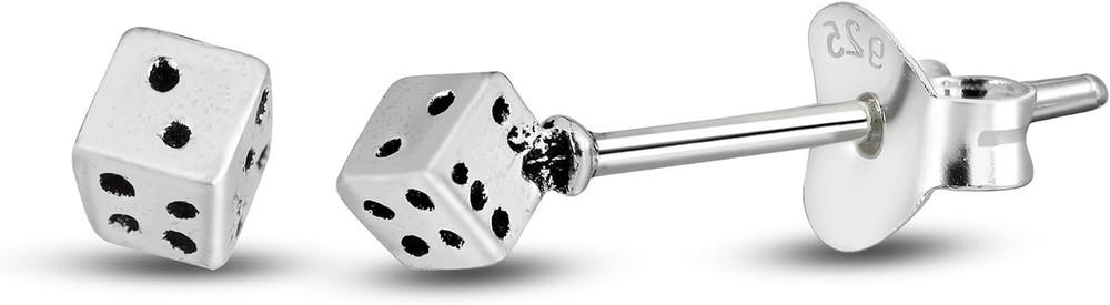 AeraVida 925 Sterling Silver Lucky 3×3 mm Dice Stud Earrings | Small,