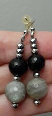 Artisan Labradorite Onyx Silver Pyrite Dangle Earrings