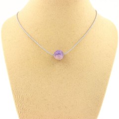 Stones And Minéraux. Necklace 1 Pearl Mica Purple Matt 0 5/16in Chain Steel