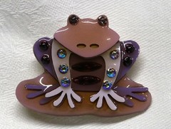 RARE PET PIN by Lucinda FROG PRINCE Jeweled Brooch Pin