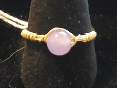 Handmade size 9 Wire-Wrapped Alexandrite Ring with Gold-Tone Plated Wire