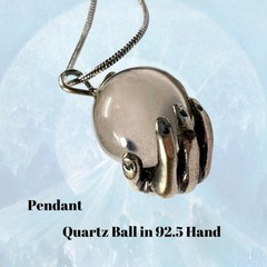 92.5 Hand Pendant Holds Clear Quartz Ball spiritual wisdom clarity by JKL 807