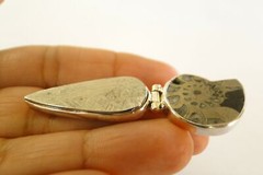925 Sterling Silver Pyritized Ammonite Meteorite Pendant Handmade Fossil Jewelry