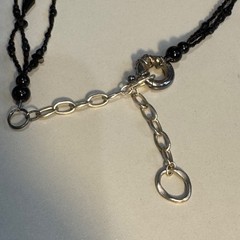 Handcrafted Glass Zebra Necklace Black & White Beads Signed 2002 Adjustable