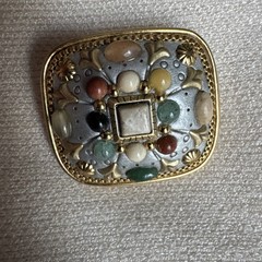 Vintage Michal Golan Browns Brass Gold Tone Pewter Pendant Pin Brooch Signed