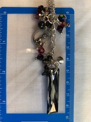 Flashy Black Crystal Silver Necklace w/ Cat Charm Made with Swarovski Crystals