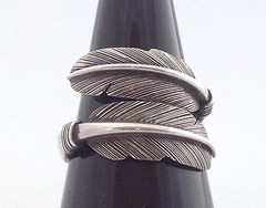 MENS WOMENS STERLING SILVER 925 FEATHER BYPASS JEWELRY RING (FREE SIZE) 9 10 11
