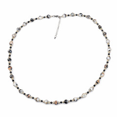 Black Spinel Necklace Porcelain Beads Handmade Stainless Steel Adjustable Women