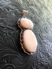 Coastal Beauty Mother of Pearl Artisan Pendant Flower Bezel 3″