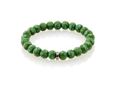 NEW JILZARAH Handmade Clay Beads KOI FISH GREEN BLUE STACK 8mm Beaded Bracelet