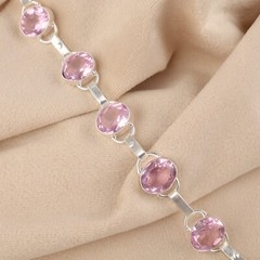 Designer Handmade Bracelet Morganite Gemstone 925 Sterling Silver bracelet
