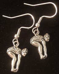 Swimmer Diver Female Earring Oxidized Matte Silver Swim Dive Water Sports Sport
