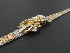 Milor Flowers Tri Color Sterling 925 Silver Gold Vermeil Cubic Zirconia BRACELET