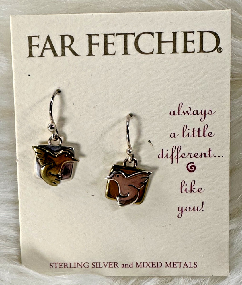 NEW Vintage FAR FETCHED Hummingbird Earrings .925 Sterling Silver NWT