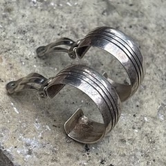 Happy Piasso Navajo Sterling Silver Clip On Hoop Earrings Native 925