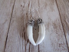 Fox Teeth Earrings Tibetan Silver Animal Bone Spirit Animal Jewelry SP Kidney