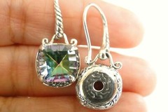 Mystic Topaz White Cubic Zircon 925 Sterling Silver Dangle Drop Earrings