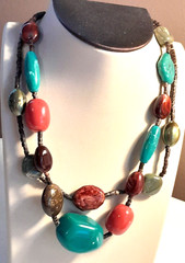 Artisan Handcrafted Double-Strand Coloful Acrylic Large Beads 16-18″ Necklace