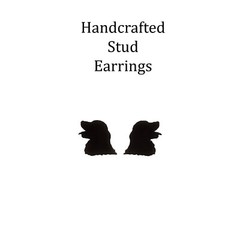 Adorable Handcrafted Simple Black Dog Stud Earrings made from Plant-Based Resin