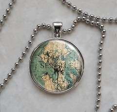 Choose a City Vintage Map Locations Pendant Necklace