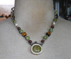 Unakite Antler Hemp Necklace Jewelry Adjustable Length Tiger’s Eye Jade Natural