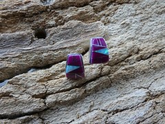 Purple Sugilite Opal Sterling Silver 925 Gemstone Stud Post Earrings NEW AR99