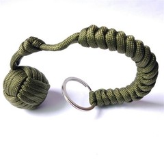 Keychain Strength Paracord Black Monkey Fist Hiking With Steel Outdoor Ball