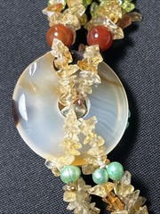 Handcrafted Boho Gemstone Lariat: Peridot Citrine Turquoise Flower Pendant 101