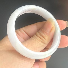 Certified Grade A white 60mm Natural Burma Jade jadeite Bangle