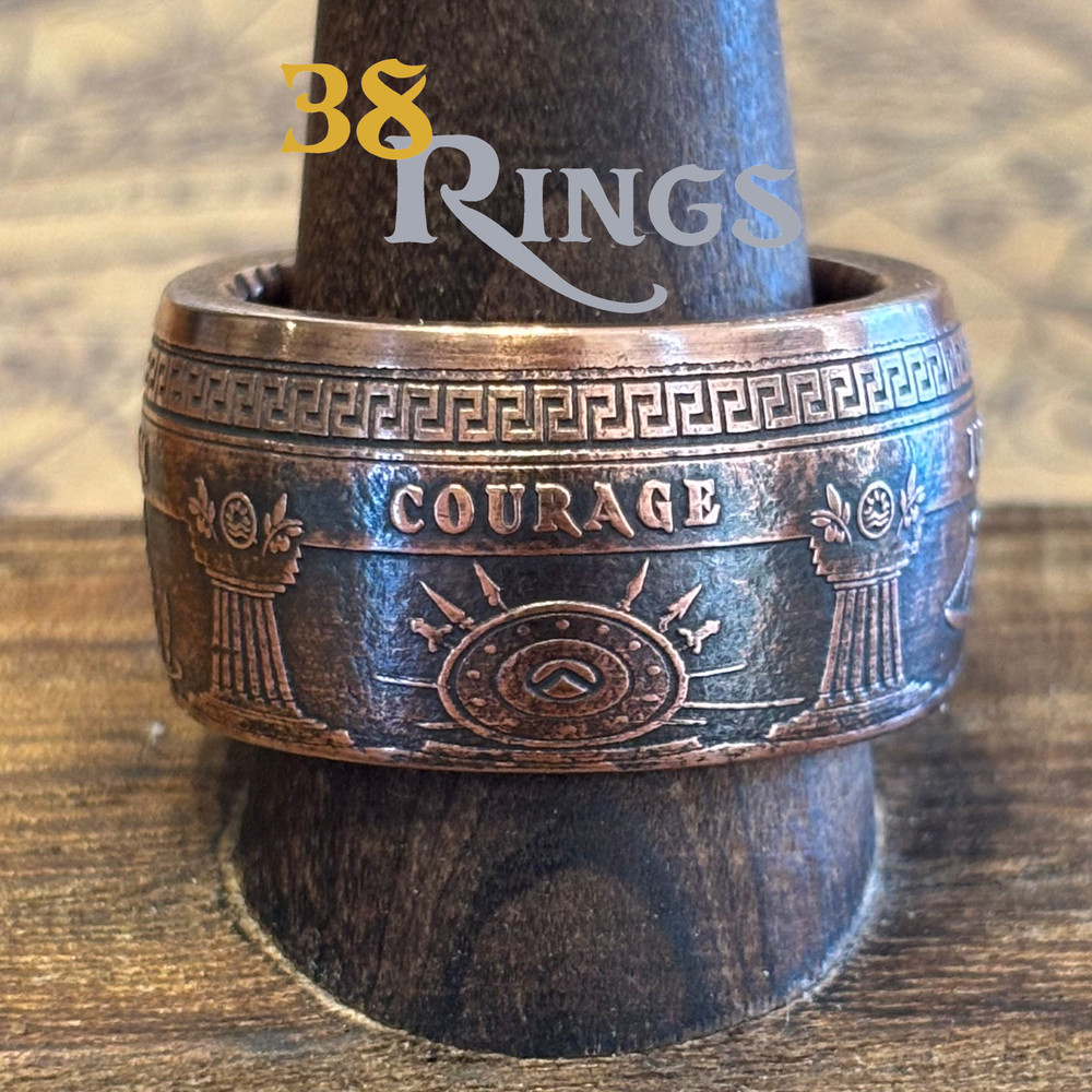 COPPER 4 Cardinal Virtues Coin Ring EDC Reminder Size 7-14 USA United States