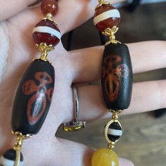 Tibetan Agate Dzi bead necklace 已開光火供降魔杵天珠