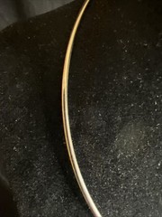 Artisan Hammered Metal Leaf Pendant Wire Collar Necklace Leather Mixed Metal