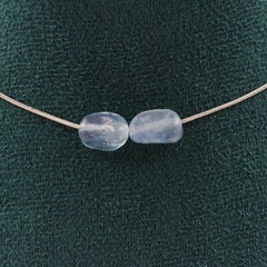 Brazilian Aquamarine 2 Pearl Necklace. Stainless Steel Chain Necklace