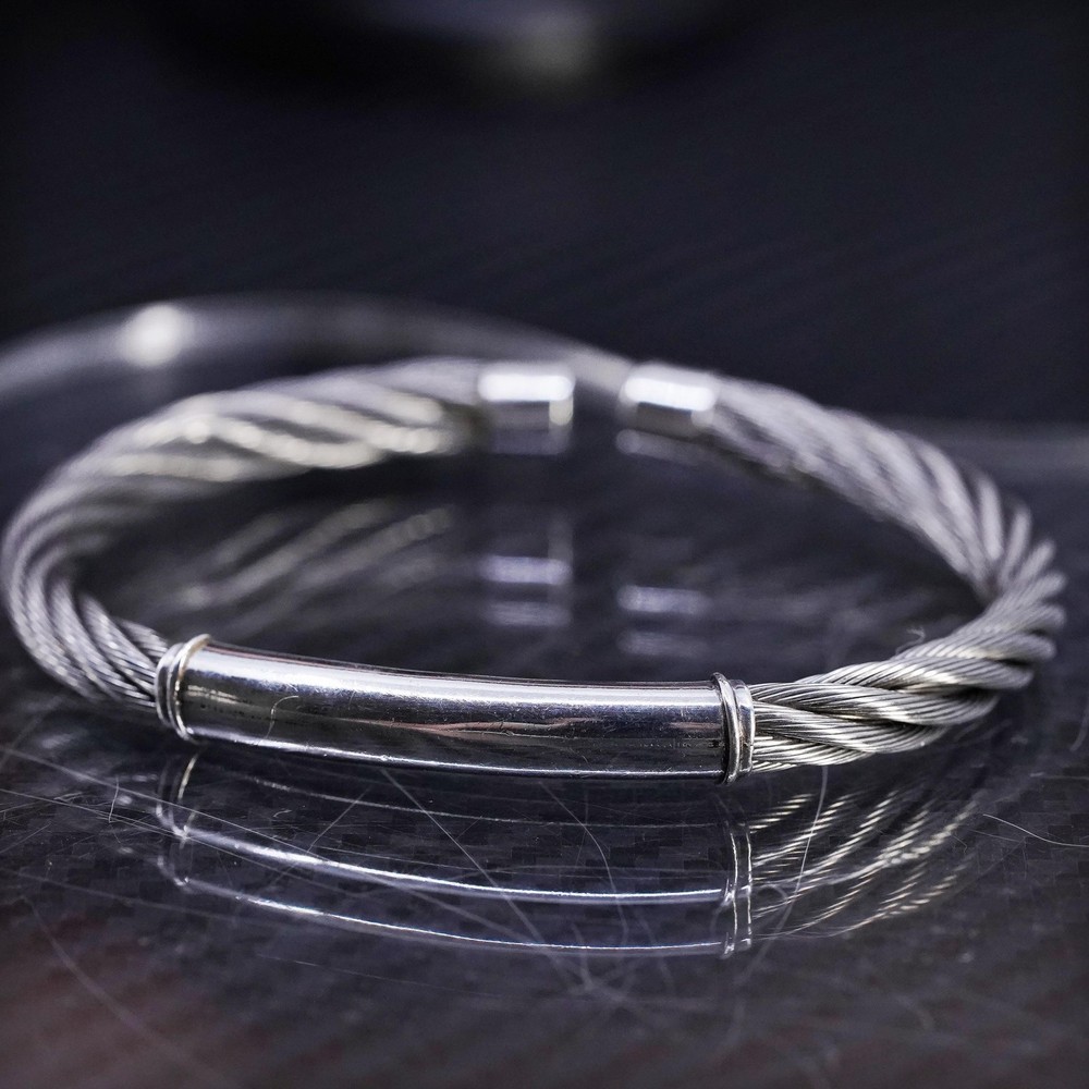 6.5”, vintage sterling silver 950 handmade cable cuff bracelet