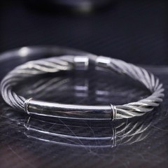 6.5”, vintage sterling silver 950 handmade cable cuff bracelet
