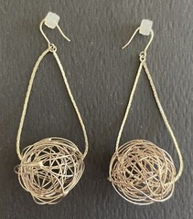 Silver Wire Earring Sphere Dangle