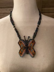 Boho Jewelry Beaded Big Butterfly Handmade Statement Multicolored Ball And Loop