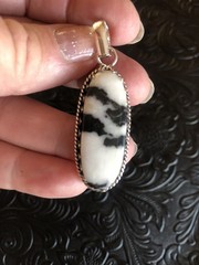 White Buffalo Turquoise Elongated Oval Pendant Vintage Saw Bezel 2″