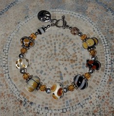 Animal Print Murano Glass And 925 Sterling Silver Bracelet With Toggle Clasp 8”