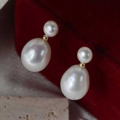 11-12MM flawless fresh water pearl drop pendant earrings handmade Women Bridal