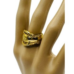King Arthur’s Gold Electroplated Artisan Spoon Ring Size 6.75 Upcycled in USA