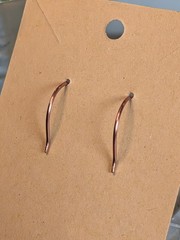 NEW Artisan Wrapped Copper Wire Dangle Loop Natural Stone Bead Drop Earrings