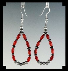 White Fox Sterling Silver and Coral Earrings