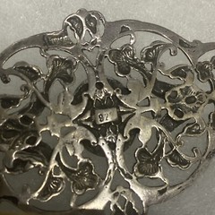 Signed BOMA Sterling Silver 925 Pink Moonstone Or MOP Marcasite Pin Brooch